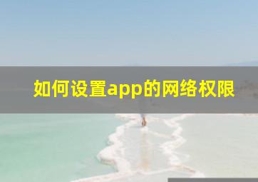 如何设置app的网络权限