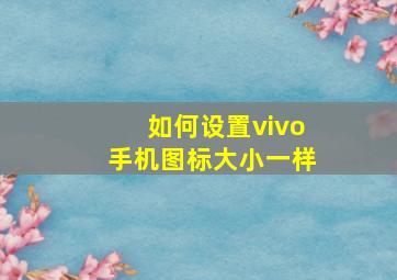 如何设置vivo手机图标大小一样