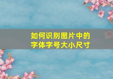 如何识别图片中的字体字号大小尺寸