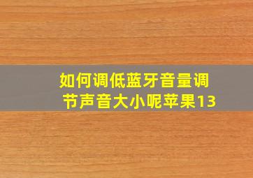 如何调低蓝牙音量调节声音大小呢苹果13