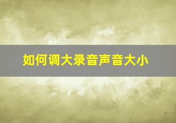 如何调大录音声音大小