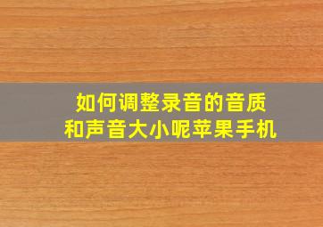 如何调整录音的音质和声音大小呢苹果手机