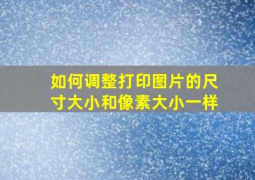 如何调整打印图片的尺寸大小和像素大小一样