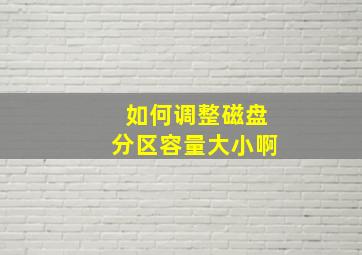 如何调整磁盘分区容量大小啊