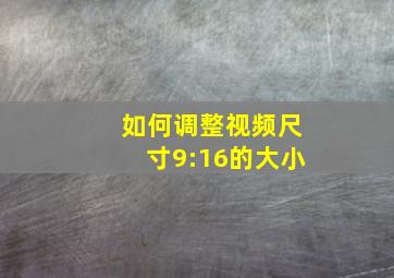 如何调整视频尺寸9:16的大小