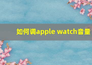 如何调apple watch音量