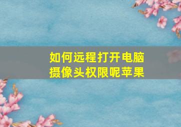 如何远程打开电脑摄像头权限呢苹果