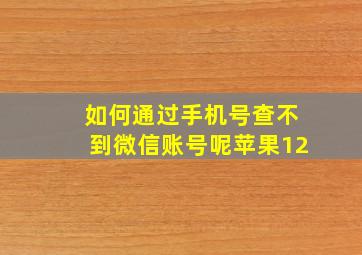 如何通过手机号查不到微信账号呢苹果12