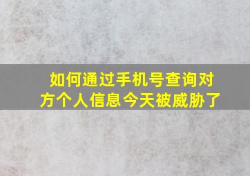 如何通过手机号查询对方个人信息今天被威胁了