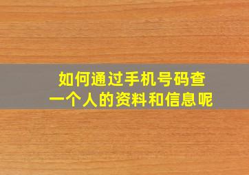 如何通过手机号码查一个人的资料和信息呢