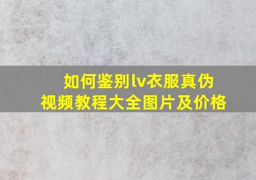 如何鉴别lv衣服真伪视频教程大全图片及价格