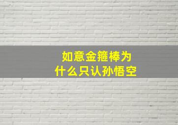 如意金箍棒为什么只认孙悟空