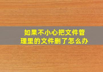 如果不小心把文件管理里的文件删了怎么办