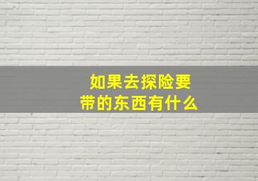 如果去探险要带的东西有什么