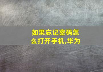 如果忘记密码怎么打开手机,华为