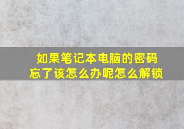 如果笔记本电脑的密码忘了该怎么办呢怎么解锁