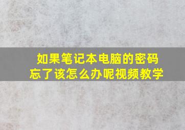 如果笔记本电脑的密码忘了该怎么办呢视频教学