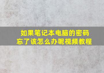 如果笔记本电脑的密码忘了该怎么办呢视频教程