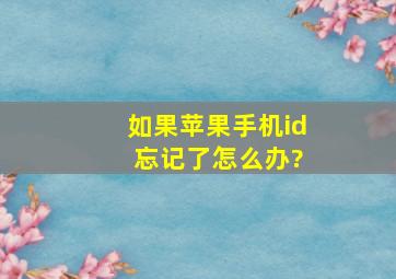 如果苹果手机id 忘记了怎么办?