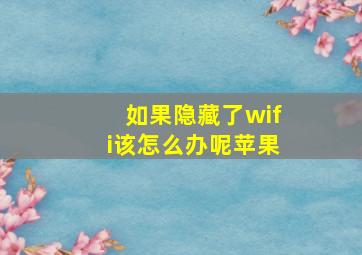 如果隐藏了wifi该怎么办呢苹果