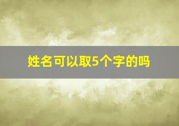 姓名可以取5个字的吗