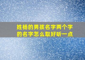 姓杨的男孩名字两个字的名字怎么取好听一点