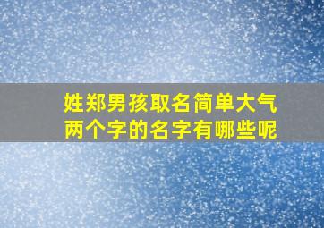 姓郑男孩取名简单大气两个字的名字有哪些呢