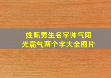 姓陈男生名字帅气阳光霸气两个字大全图片