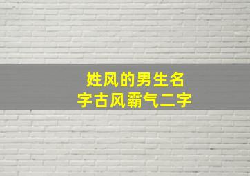 姓风的男生名字古风霸气二字