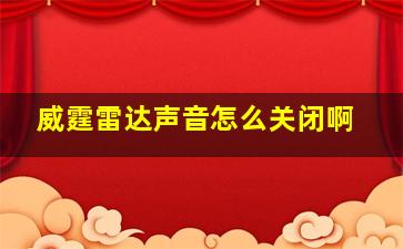 威霆雷达声音怎么关闭啊