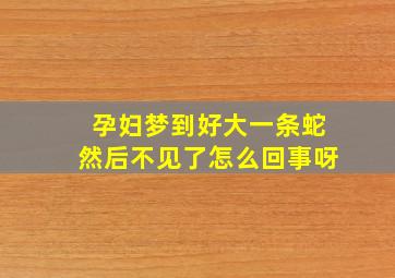 孕妇梦到好大一条蛇然后不见了怎么回事呀