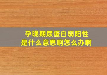 孕晚期尿蛋白弱阳性是什么意思啊怎么办啊