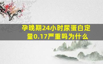 孕晚期24小时尿蛋白定量0.17严重吗为什么