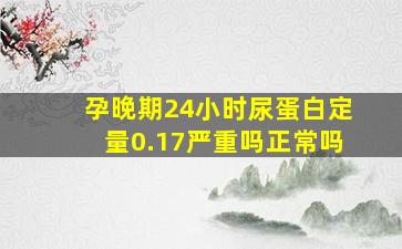 孕晚期24小时尿蛋白定量0.17严重吗正常吗