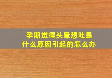 孕期觉得头晕想吐是什么原因引起的怎么办