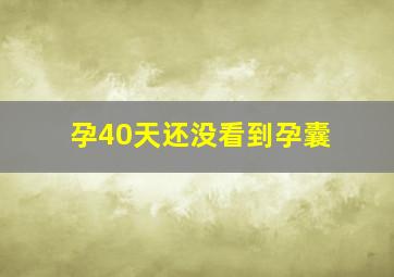 孕40天还没看到孕囊