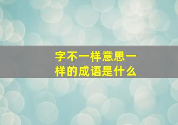 字不一样意思一样的成语是什么