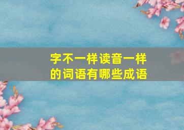 字不一样读音一样的词语有哪些成语