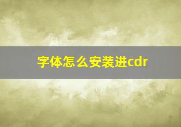 字体怎么安装进cdr