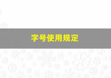 字号使用规定