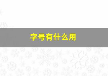 字号有什么用