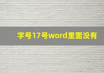 字号17号word里面没有