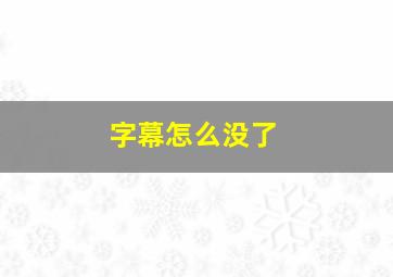 字幕怎么没了