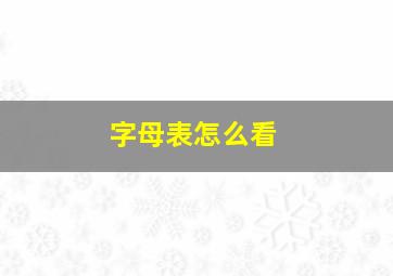 字母表怎么看