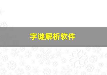 字谜解析软件