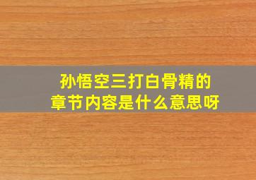 孙悟空三打白骨精的章节内容是什么意思呀