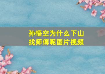 孙悟空为什么下山找师傅呢图片视频