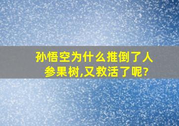 孙悟空为什么推倒了人参果树,又救活了呢?