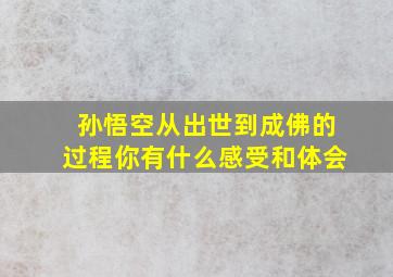 孙悟空从出世到成佛的过程你有什么感受和体会