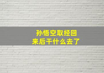 孙悟空取经回来后干什么去了